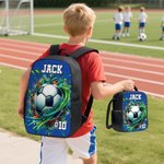 Personalized 3D Thunder Heat Baseball Basketball Backpack Lunch Bag Pencil Case Set with Name Back to School Birthday Gift for Kids Ball Sports Lover