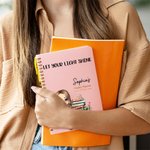 Personalized Floral Book Cartoon Reading Character Weekly Planner A5 Notebook with Name and Title Back to School Birthday Gift for Family Friends