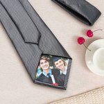 Personalisierte Streifen Foto Patch Krawatte mit Namen und Geschenkbox Herren Accessoire Hochzeit Jahrestag Business Geschenk für Ehemann Papa