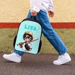 Personalised Stripes Cartoon Baseball Kid Character Backpack Lunch Bag Pencil Case Set with Name Back to School Birthday Gift for Boys Girls