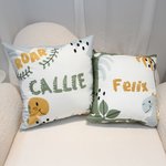 Personalised Cartoon Plant Dinosaur Throw Pillow Cover with Name Home Decor Holiday Birthday Gift for Boys Girls