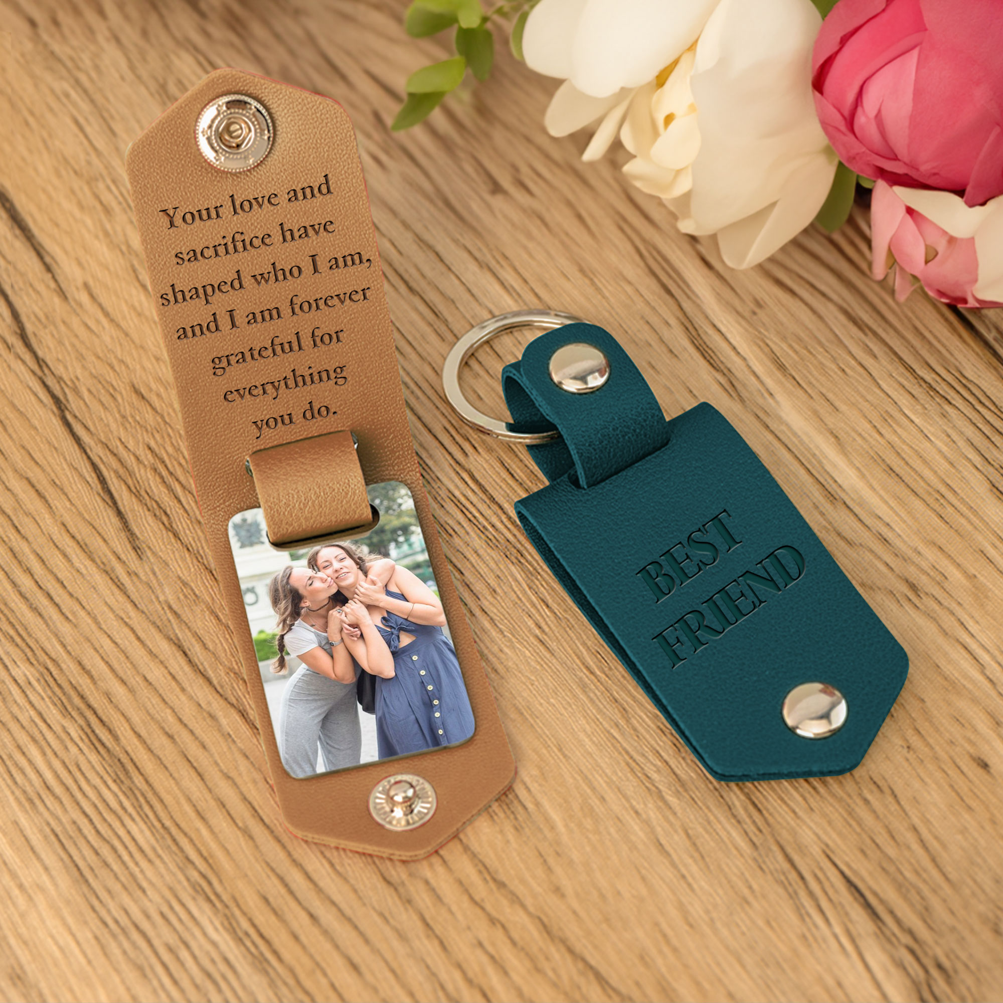 Porte-clés Photo Personnalisé Gravé sur Cuir - L'apprentissage est un voyage, vous êtes notre guide - Cadeau Unique Famille, Amoureux, Professeur - Callie