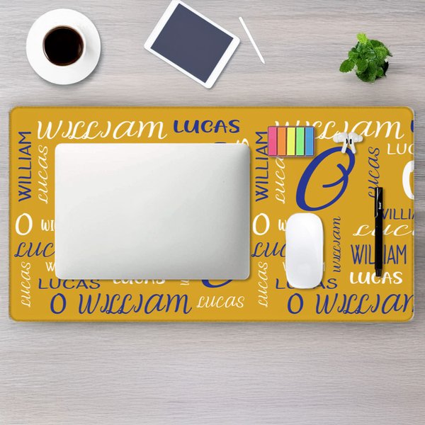 Personalized Multicolour Non-Slip Large-Size Desk Mat Mouse Pad with Name and Initial Office Accessory Birthday Gift for Students Colleagues Friends