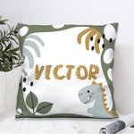 Personalised Cartoon Plant Dinosaur Throw Pillow Cover with Name Home Decor Holiday Birthday Gift for Boys Girls