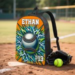 Personalized 3D Thunder Heat Baseball Basketball Backpack Lunch Bag Pencil Case Set with Name Back to School Birthday Gift for Kids Ball Sports Lover