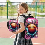 Personalized 3D Thunder Heat Baseball Basketball Backpack Lunch Bag Pencil Case Set with Name Back to School Birthday Gift for Kids Ball Sports Lover