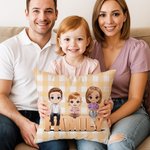 Personalised 1-5 Cartoon Characters Family Throw Pillow Cover Home Decor Birthday Anniversary Housewarming Gift for Family