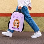 Personalized Colorful Vertical Stripe Cartoon Character Backpack Lunch Bag Pencil Case Set with Name Back to School Gift for Kids Teenagers Students