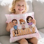 Personalised 1-5 Cartoon Characters Family Throw Pillow Cover Home Decor Birthday Anniversary Housewarming Gift for Family