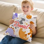 Personalized Cute Marine Animals Dinosaur Elements Soft Throw Pillow Cover with Name Home Decor Birthday Gift for Boys Girls