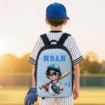 Personalised Stripes Cartoon Baseball Kid Character Backpack Lunch Bag Pencil Case Set with Name Back to School Birthday Gift for Boys Girls