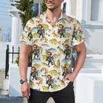 Personalised Fishing Theme Face Photo Breathable Men's Hawaiian Shirt Summer Holiday Birthday Holiday Gift for Fishing Enthusiasts