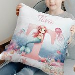 Personligt drömsjöjungfru kuddfodral med initialer och namn hemdekoration födelsedag och babyshowerpresent perfekt för barn