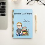 Personalized Floral Book Cartoon Reading Character Weekly Planner A5 Notebook with Name and Title Back to School Birthday Gift for Family Friends