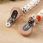 Personalized Ball Sports Silicone Beaded Pacifier Clip Holder with Name Fits Most Pacifiers Teether Toy Baby Shower Gift for Newborn