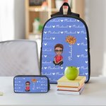 Personalizado lindo personaje de dibujos animados Corazón Nacimiento Flor Mochila Bolsa de almuerzo Estuche con nombre de vuelta a la escuela Regalo de cumpleaños para niños Niñas