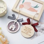 Personalised Sweet Home Striped Checkered Bow Wooden Ornament with Text Year and Key Charm  Home Decor Housewarming Gift for Family Friend