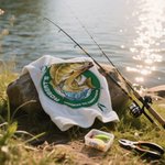 Personalized Fishing Theme Highly Absorbent Soft Waffle Towel with Name Text and Clip Outdoor Gear Birthday Gift for Dad Fishing Enthusiast
