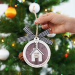 Personalised Sweet Home Striped Checkered Bow Wooden Ornament with Text Year and Key Charm  Home Decor Housewarming Gift for Family Friend