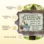 Personalised Retro Garden Cartoon Character Metal Sign with Name Garden Decor Housewarming Birthday Gift for Grandma Mom Gardening Lover