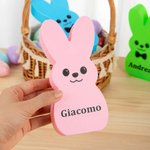 Ornamento luminoso multicolore personalizzato a forma del coniglietto pasquale con nome decorazione pasquale regalo per bambini