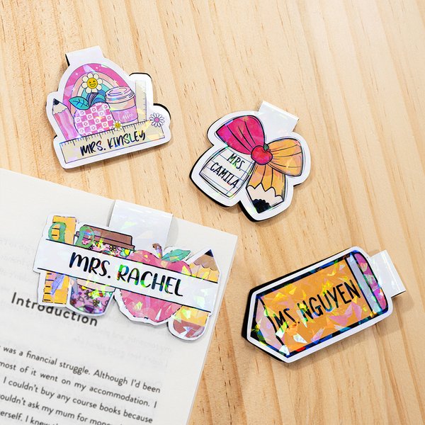 Personalized Cute Pencil Teacher Notebook Magnetic Bookmark Clip with Name Reading Supplies Teachers' Day Gift for Teachers Bookworms