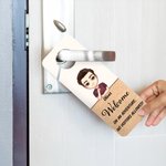 Personalized Cartoon Character Door Hanger with Name and Text Door Knob Decoration Birthday Office Gift for Family Friends