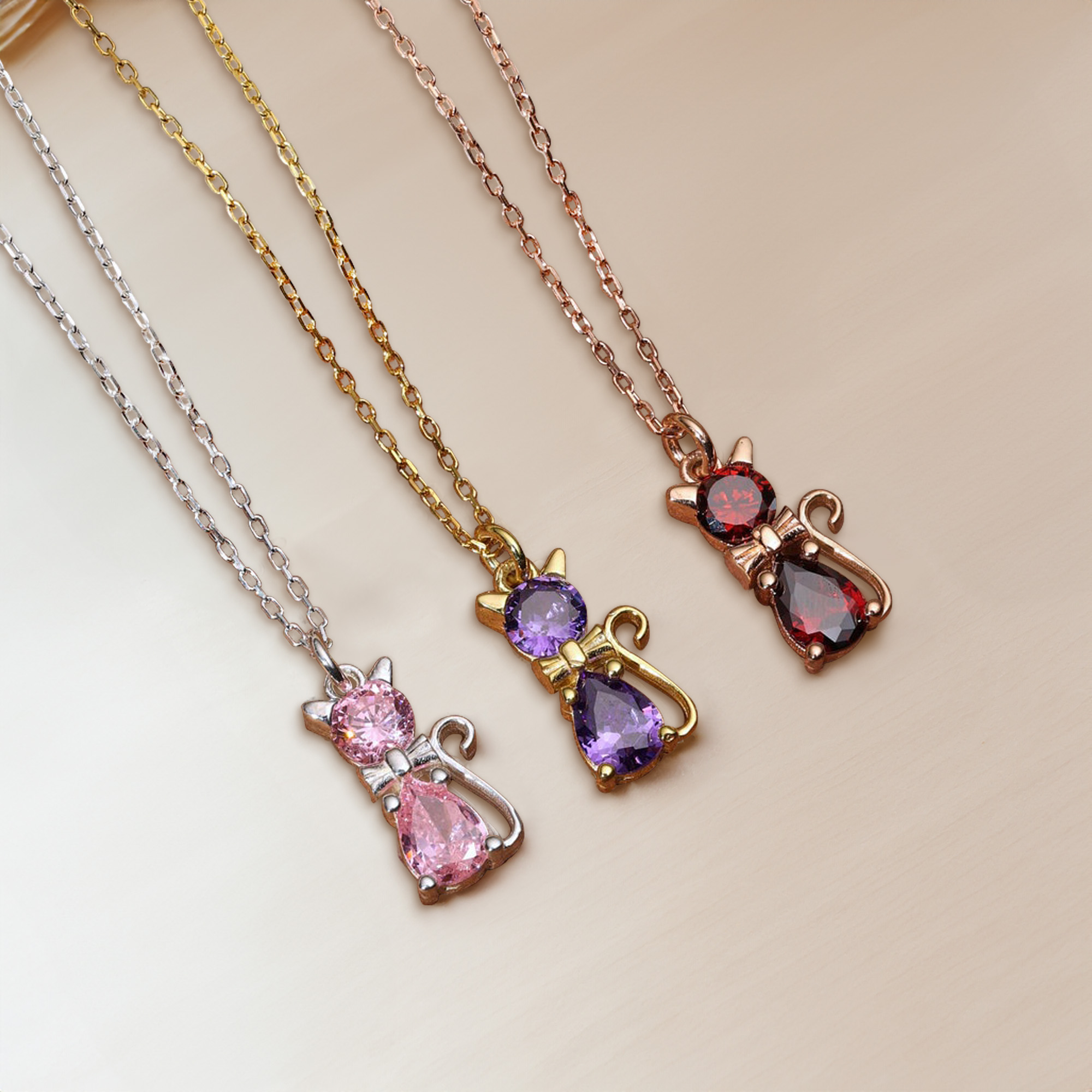 Collier personnalisé en argent sterling avec nœud pour chat et chien Bijoux d'anniversaire Cadeau de fête des mères pour les femmes Amoureux des animaux