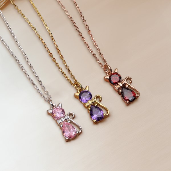 Collana personalizzata con fiocco di pietra di nascita del cane gatto Gioielli delicati Regalo di compleanno per la festa della mamma per le donne che amano gli animali domestici