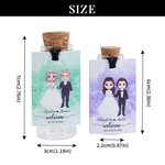 Personalised Cartoon Bride and Groom Watercolour Label Shot Bottle with Name and Date Wedding Favor Decor for Couple Guest Newlywed