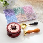 Personalised Vintage Pattern Wax Seal Stamp Set with Handle Wax Beads Wax Warmer Spoon and Box Party Wedding Gift for Bride Groom Craft Lover
