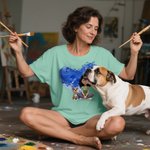 Personalized 3D Cartoon Dog and Girl T-shirt Sweatshirt Birthday Adoption Anniversary Gift for Dog Moms Dog Lovers