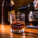 Personalized I Wish You Lived Next to Me Pink House 10 oz Rock Whiskey Glass with Name Old Fashioned Birthday Gift for Friends Liquor Lovers