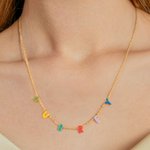 Personalizada Colorido Esmalte Letra Burbuja Pulsera Collar con Nombre Dainty Joyería Aniversario Cumpleaños Regalo para Mujeres