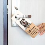 Personalized 3D Cartoon Cat Dog Pet Door Hanger with Name and Text Door Knob Sign Birthday Office Gift for Pet Lovers Owners