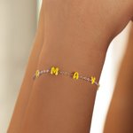 Personalizada Colorido Esmalte Letra Burbuja Pulsera Collar con Nombre Dainty Joyería Aniversario Cumpleaños Regalo para Mujeres