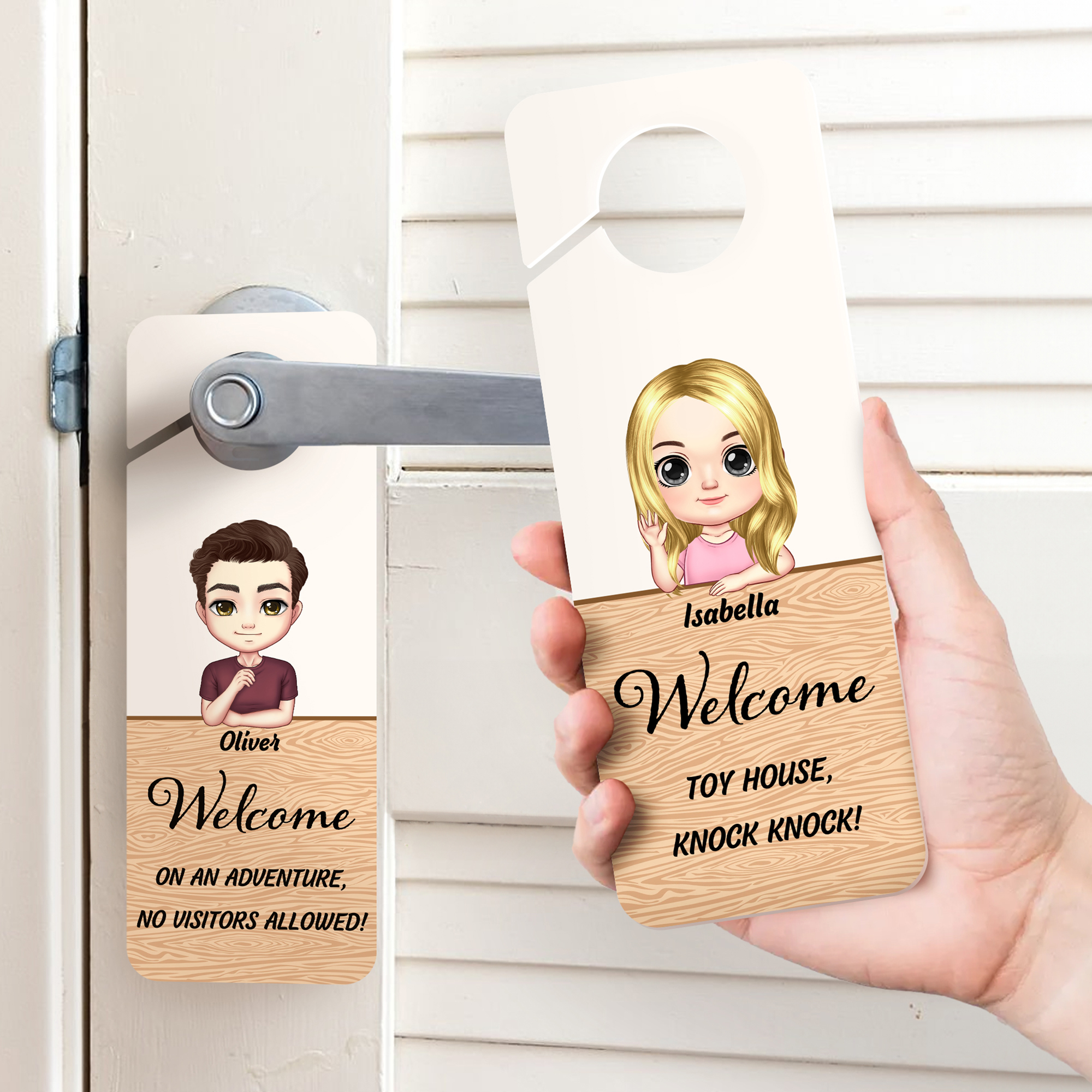 Crochet de porte personnalisé avec nom et texte Décoration de bouton de porte Anniversaire Bureau Cadeau pour la famille Amis