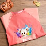 Personalisierte Wasserdichte Tier Motiv Kinderschürze mit Namen Langen Ärmeln Handwerkszubehör Geburtstag Einschulung Geschenk für Jungen Mädchen