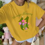 Personifierad T-shirt med namn och text för födelseblomma och insekt Dagliga resetillbehör Jubileum Födelsedagspresent för kvinnor