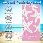 Asciugamano da spiaggia personalizzato con nome Stella marina multicolore ad asciugatura rapida con asciugamano da spiaggia sovradimensionato con nome Piscina vacanza essenziale Regalo di compleanno p