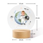 Veilleuse Personnalisée avec Photo de Visage et Nom Style Astronaute Planète Lumière LED Douce Cadeau Anniversaire Baby Shower pour Enfant Bébé