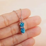 Personalised Cat Dog Bow Birthstone Necklace Dainty Jewellery Birthday Mother's Day Gift for Women Pet Lovers