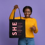 Self Care She Is Motivated Bolsa de lona grande personalizada con nombre y frases inspiradoras Regalo de ánimo y afirmación para mujer