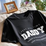 Personalised Five Star Design 100% Cotton Men's T-shirt with Title and Text Father's Day Birthday Gift for Dad Grandpa