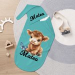Personalized Blue Pink Highland Cow Swaddle and Knot Hat Set with Name Baby Shower Birthday Gift for Newborns Babies
