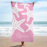 Asciugamano da spiaggia personalizzato con nome Stella marina multicolore ad asciugatura rapida con asciugamano da spiaggia sovradimensionato con nome Piscina vacanza essenziale Regalo di compleanno p
