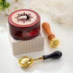 Personalised Vintage Pattern Wax Seal Stamp Set with Handle Wax Beads Wax Warmer Spoon and Box Party Wedding Gift for Bride Groom Craft Lover