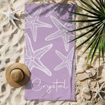 Asciugamano da spiaggia personalizzato con nome Stella marina multicolore ad asciugatura rapida con asciugamano da spiaggia sovradimensionato con nome Piscina vacanza essenziale Regalo di compleanno p
