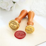 Personalised Vintage Pattern Wax Seal Stamp Set with Handle Wax Beads Wax Warmer Spoon and Box Party Wedding Gift for Bride Groom Craft Lover