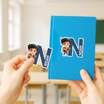 Personalized Cartoon Character Waterproof Labels Stickers with Initial and Name Birthday Back to School Gift for Boys Girls